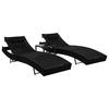 VidaXL Sun Loungers 2 Pcs and Table Wicker and Textilene Black