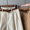 Summer Wide Leg Shorts Women Office High Waist Suit Shorts Beige Oversize Loose Button Solid Classic Casual Shorts With Belt New