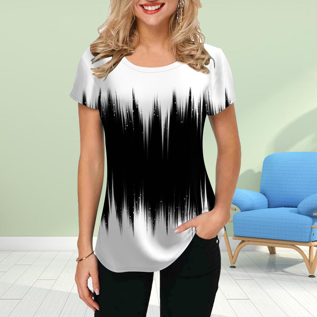 Fashion Women Peak Print T Shirt Funny Casual O-neck Short Sleeves T-shirt Summer Female Tee Shirt