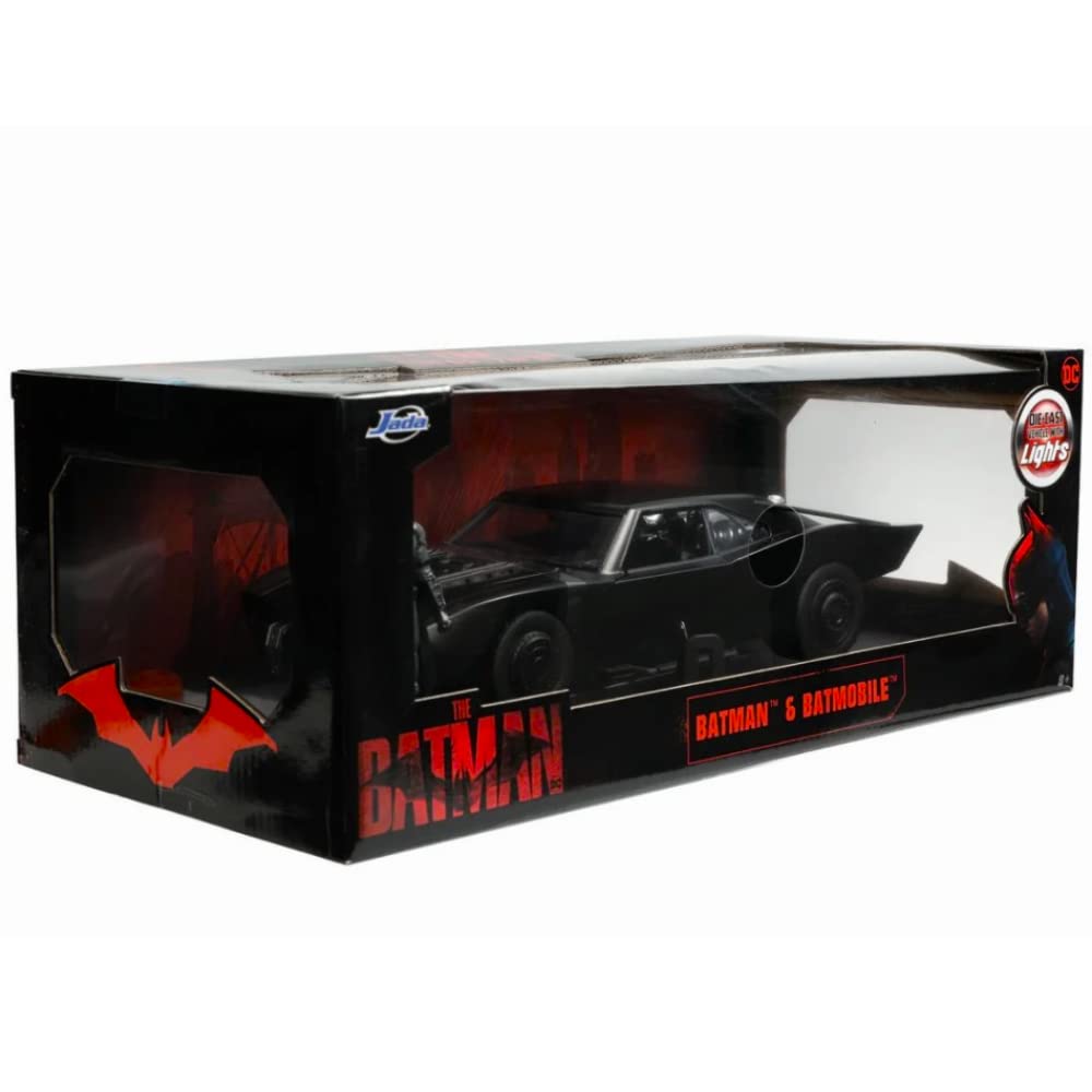 DC Comics The Batman JADA TOYS 2022 Metals Scale Diecast Vehicle Batmobile with Light Up THE BATMAN JADA TOYS 2022 METALS Scale DIE CAST VEHICLE