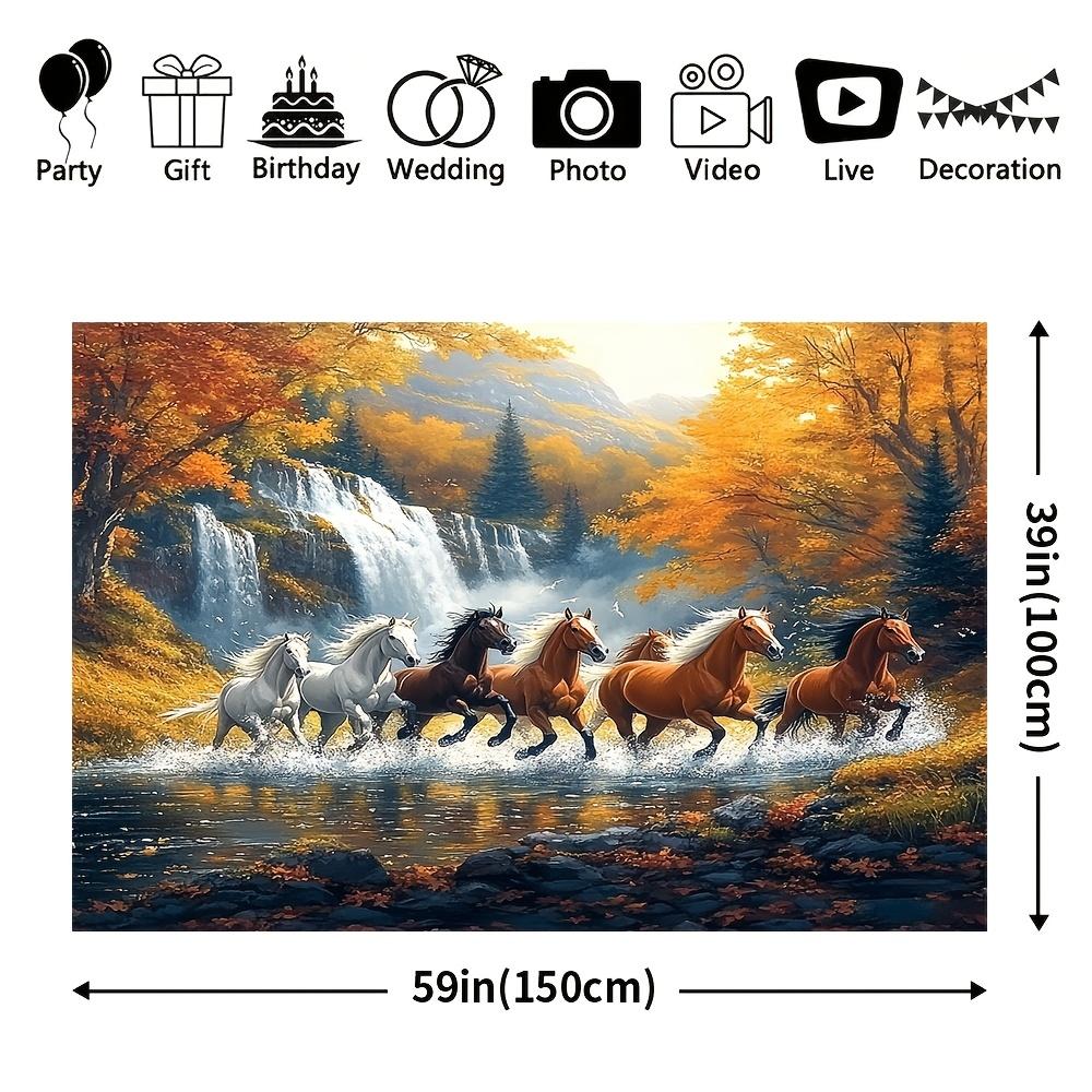 2D plane, 1 magnificent scene of a galloping horse - polyester fiber, suitable for home and garden decoration
