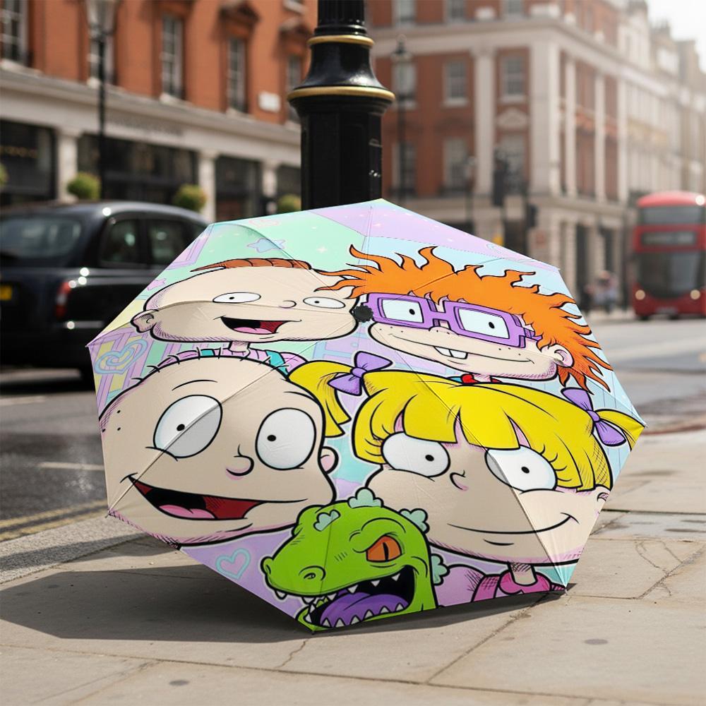 1 шт. Автоматический складной зонт - Узор Rugrats, Портативный и складной дизайн с 8 спицами, Рождественские и Дни Рождения Подарки