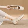 Square Head Thick Heel Mary Jane Shoes Women's Spring New Soft Leather Retro French Light Mouth Low Heel 3cm Single Shoes Women