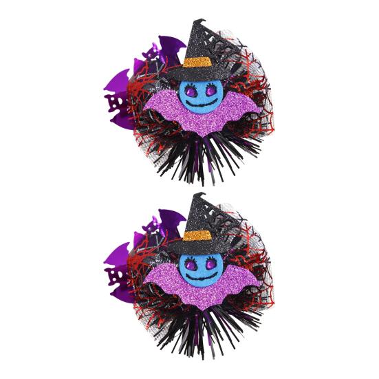 Yousheng 1 Pair Halloween Dog Barrettes Witch Hat Pet Hair Clip Felt Skull Gauze Cobweb Hair Accessories for Puppy Cats Festive Dress-up