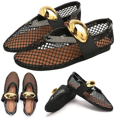 Женские балетки из сетки, балетки в сетку, удобные балетки с круглым носком, дышащие повседневные туфли для поездок на работу