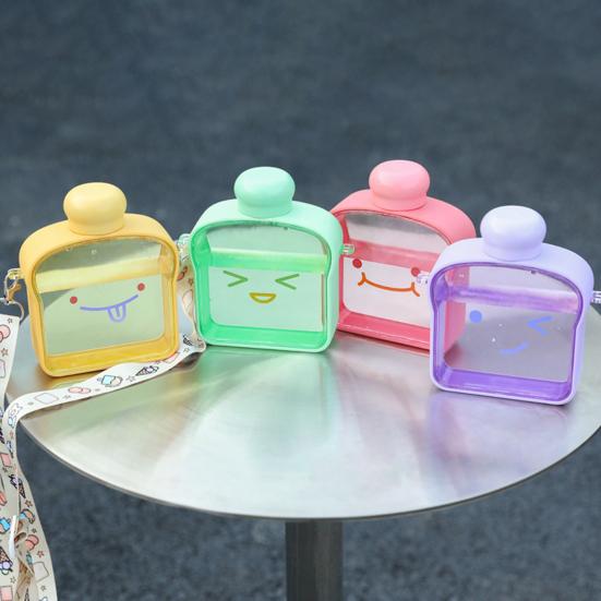 380 мл бутылка для воды герметичная пластиковая бутылка большой емкости с милым выражением плоская бутылка для воды для девочек