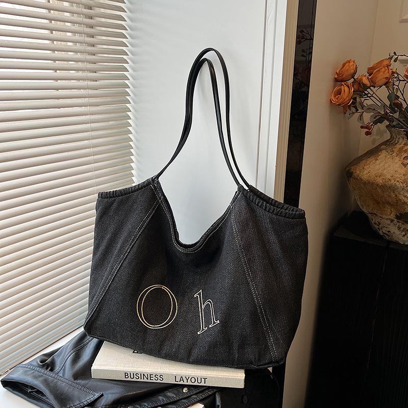 Легкая и вместительная джинсовая сумка-тоут женская новая высококлассная сумка на одно плечо для работы, сумка подмышку для покупок