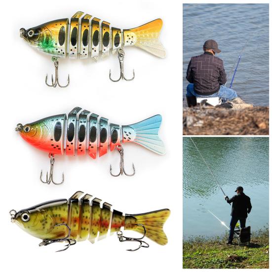 10CM/15.5G Multi-Jointed Fishing Lure with Hooks Realistic 7-Section Swimbait Bionic Hard Artificial Bait Freshwater Saltwater Fishing Accessories