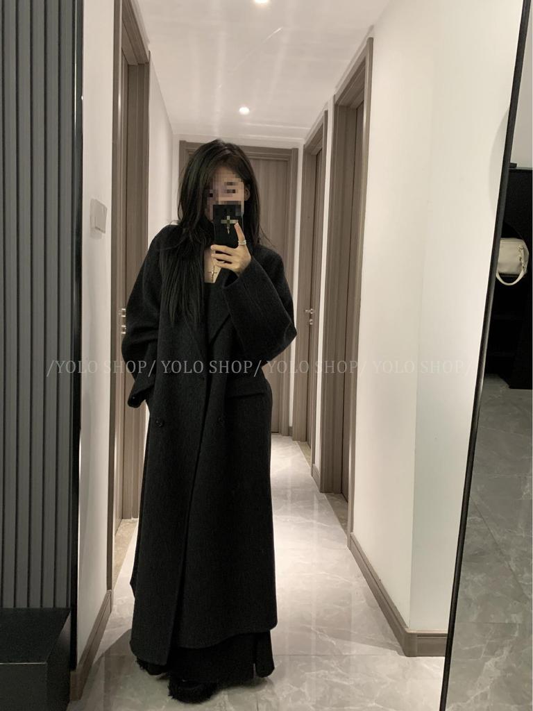YOLO SHOP Премиальное двустороннее шерстяное пальто, стандартное плечо, утолщенный кашемир для осени/зимы, маленький размер.