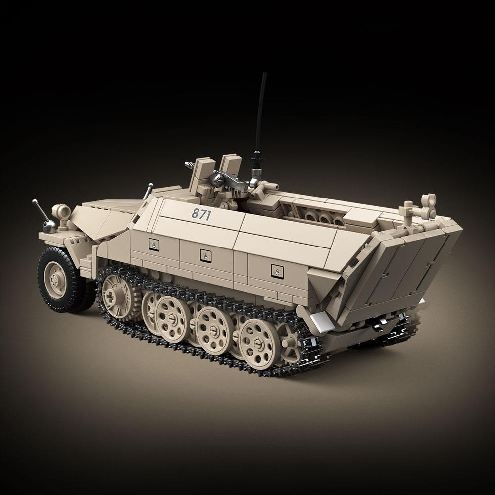 714 деталей WW2 Бронированный SD.KF5.251 Полугусеничная Легкая Бронированная Машина Солдат MOC Модель Строительные Блоки Кирпичи Игрушки без коробкиДля Детей