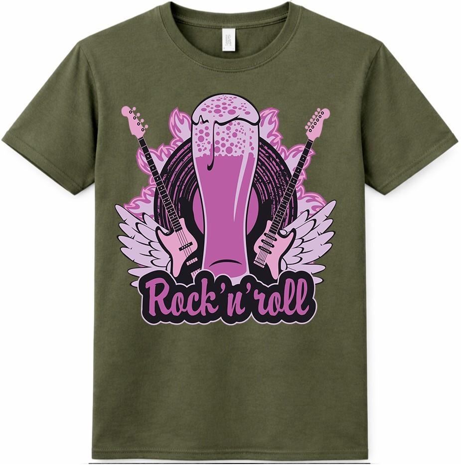 Rock N Roll T-Shirt Beer and Guitars Graphic Music Lover Tee