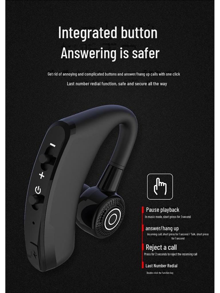 Беспроводная Bluetooth-гарнитура с креплением на ухо для бизнеса и универсального использования с мобильным телефоном