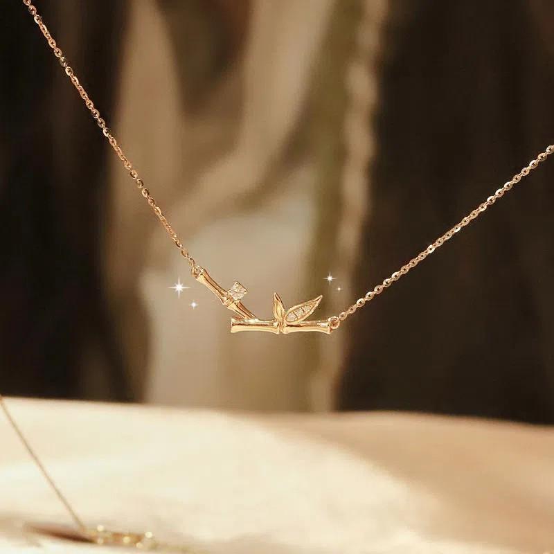 Bamboo Joint Clavicle Necklace Women Elegant Chinese Style Light Luxury Versatile
