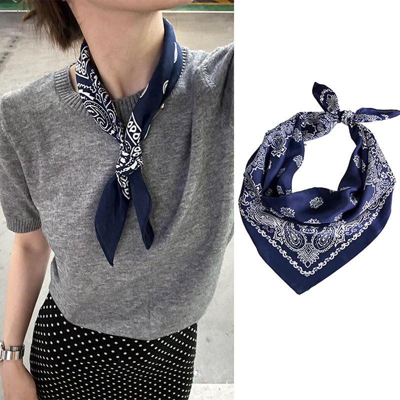 Luxury 70Cm Satin Square Silk Scarf For Women Hair Hand Neckerchief Wrist Hijab Wraps Lady Shawl Ribbon Bandana