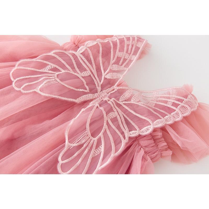 Новое детское газовое платье с крыльями бабочки, платье принцессы, платье-комбинация с рукавами-крылышками для девочек, детское платье в стиле помпадур, платье