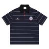 DRIPX Cream Black Striped Badge Printed Polo Shirt Men Oversized Loose Casual Streetwear Retro Short Sleeve Collared Tee