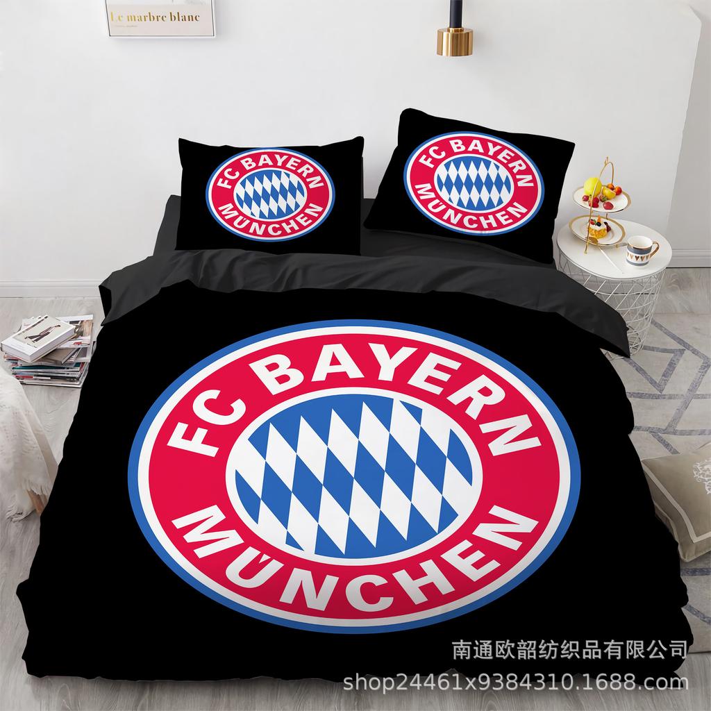 Size 3D Printed Football Club Standard Bedding Three-Piece Quilt Cover Pillowcase
