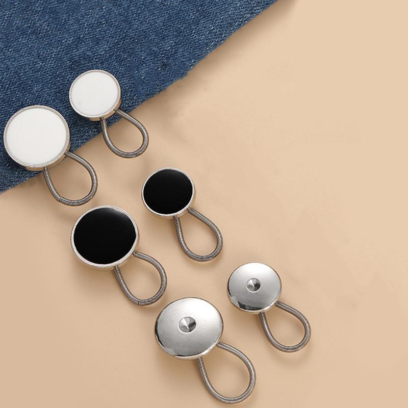 2/6 Pcs 10mm Metal Collar Buttons Extenders Elastic Button Extender Neck Extenders for Women & Men Jeans Skirt Shirt Dress Coat
