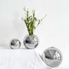 1 шт. Серебряная ваза, роскошная круглая ваза, современная керамическая ваза, настольный декор, аксессуары, покрытая ваза, геометрический цветочный горшок SML