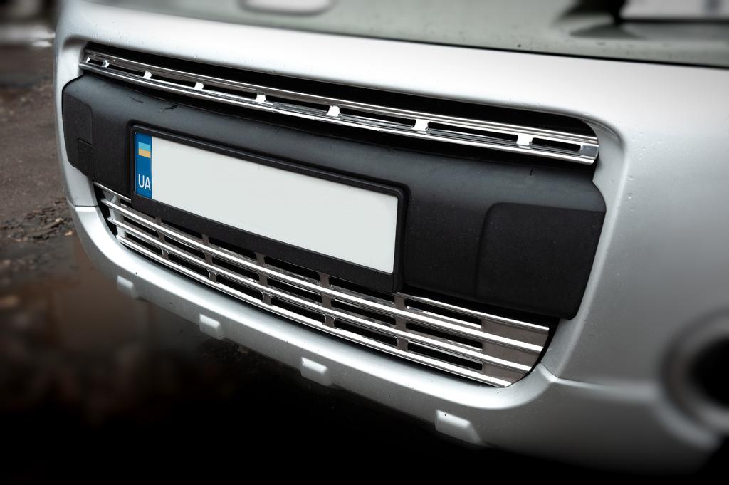 Накладки на решетку (2 част., нерж.) Carmos - Турецкая сталь для Peugeot Partner Tepee 2008-2018 гг