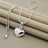 925 Stamp Silver Color Solid Heart Necklace 18-30 Inch Snake Chain for Women Girl Wedding Charm Fashion Jewelry Luxury
