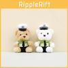 Cute Brown And White Plush Police Bear Keychain Adorable Cartoon Bear Doll For Bags
