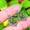 Natural Peridot Gemstone Handmade 925 Sterling Silver Earring 1.69" K7D61