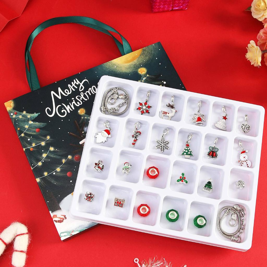 Серебряный рождественский календарь обратного отсчета: Сделай сам Сумочка из бисера и Ювелирный подарок Слепой бокс для женщин