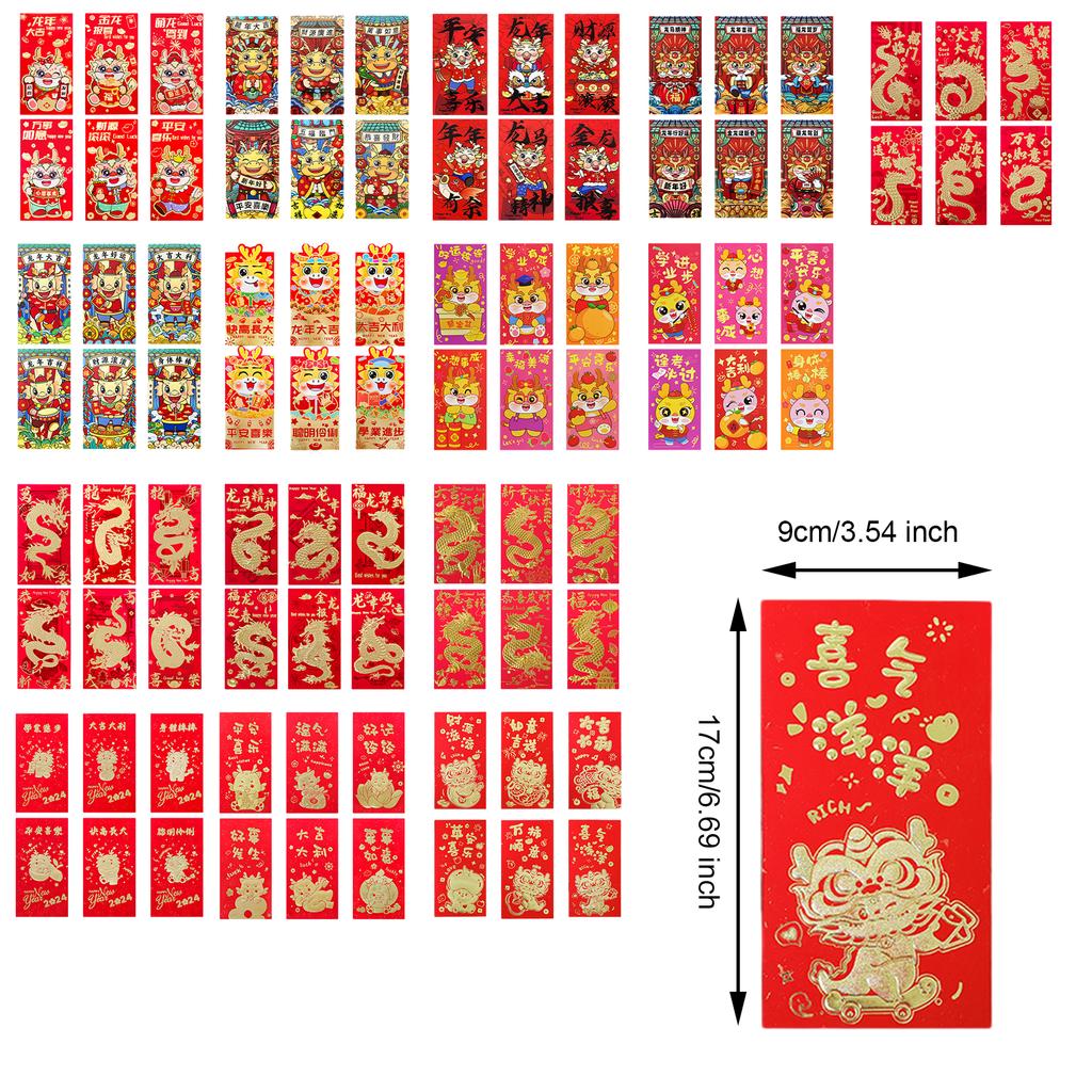 6 упаковок/лот китайские красные конверты традиционные для лунного Нового года компактные и легкие премиум