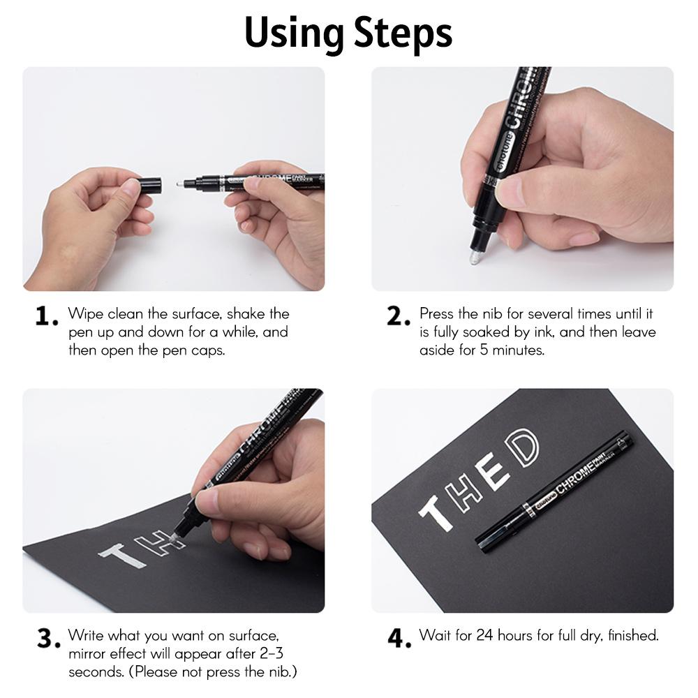 Art Liquid Silver Mirror Chrome Marker Smooth DIY Reflective Paint Pen for DIY Models Graffiti