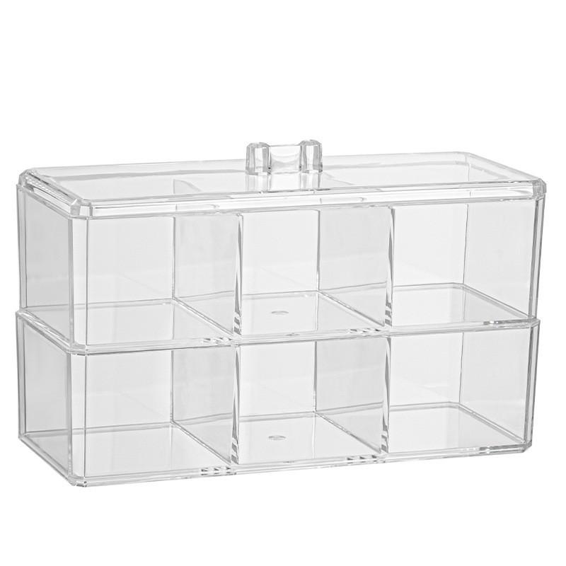 Acrylic Cotton Swab Holder Toothpick Organizer Makeup Pad Storage Box With Lid Stackable Desktop Bathroom Kitchen