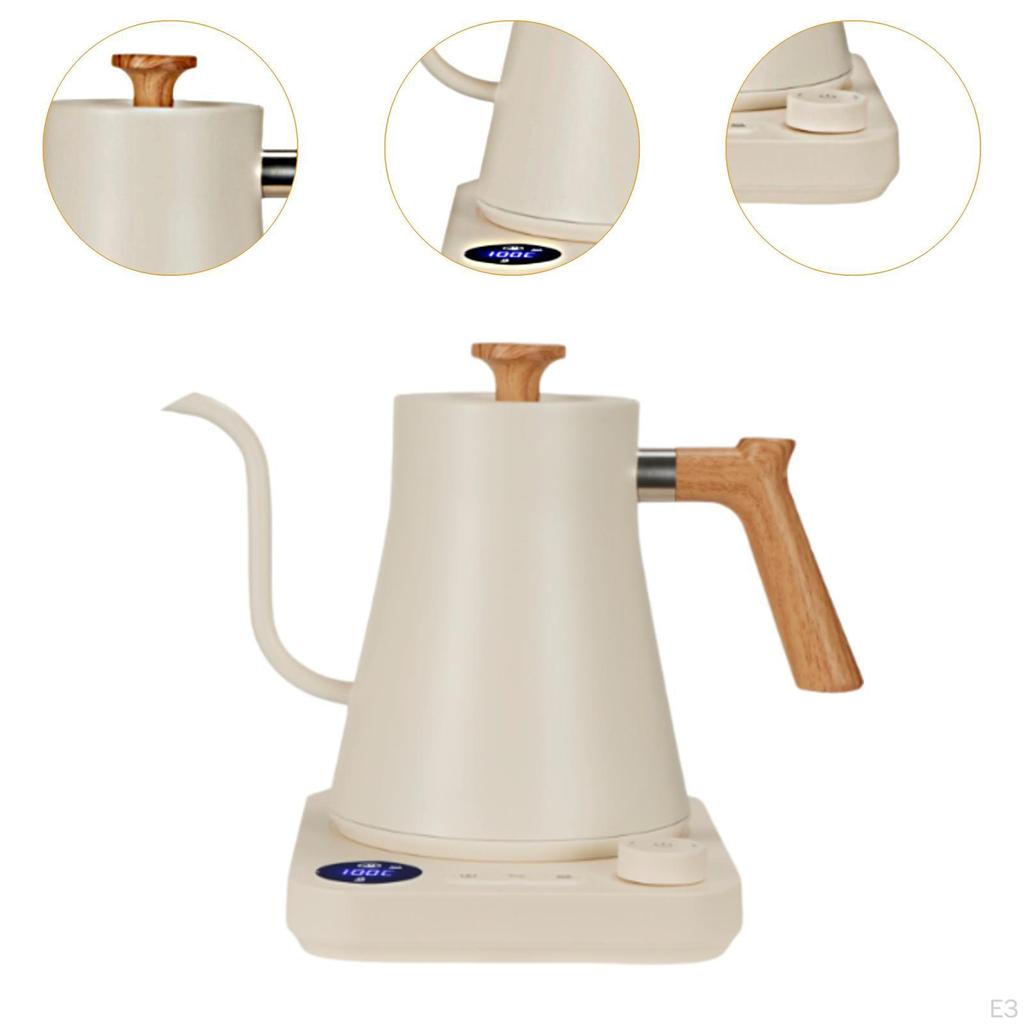 Electric Gooseneck Pour Over Kettle Temp Control 1200W Quick Boil for Office Black