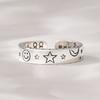 JEWNEL Silver925 Happy Smile Engraved Drawing Star Friendship Couple Open Ring Silver Ring