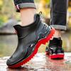 Fashion New Short Men's Rain Shoes Outdoor Thick-soled Non-slip Water Shoes PVC Construction Site Waterproof Overshoes Solid Color Rain Boots