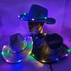LED Light-Up Cowboy Hat Retro Western Style Luminous 9 Color Available Christmas Party Nightclubs
