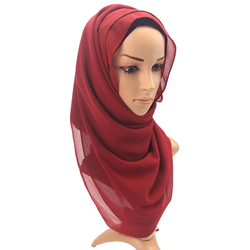 Muslim Hijab Women Lady Plain Bubble Chiffon Scarf Hijab Wrap Shawls Headband