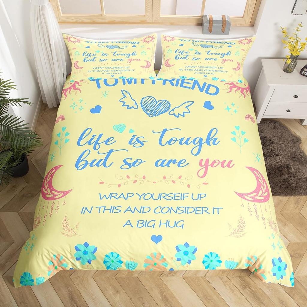 Cute Love Hug Duvet Cover Set Single King for Kids Adults Cute Sun Moon Cloud Bedding Set Lovely Heart Pattern Beige Quilt Cover