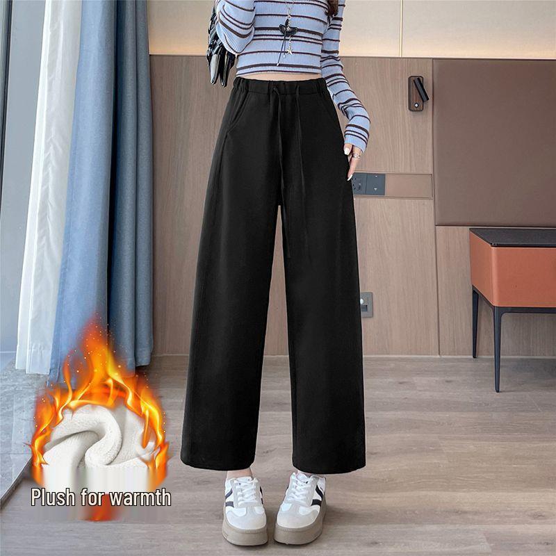 Women's 2025 Loose High-Waist Wide-Leg Velvet Sweatpants