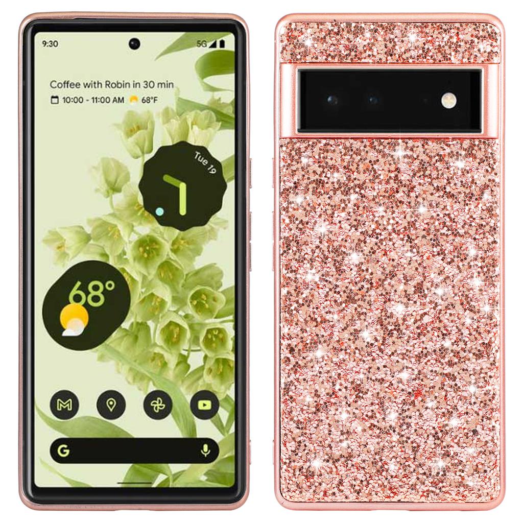 Для Google Pixel 8a Задняя крышка ТПУ+ПК Блестящая крышка с пайетками Аксессуар для мобильного телефона Оптом