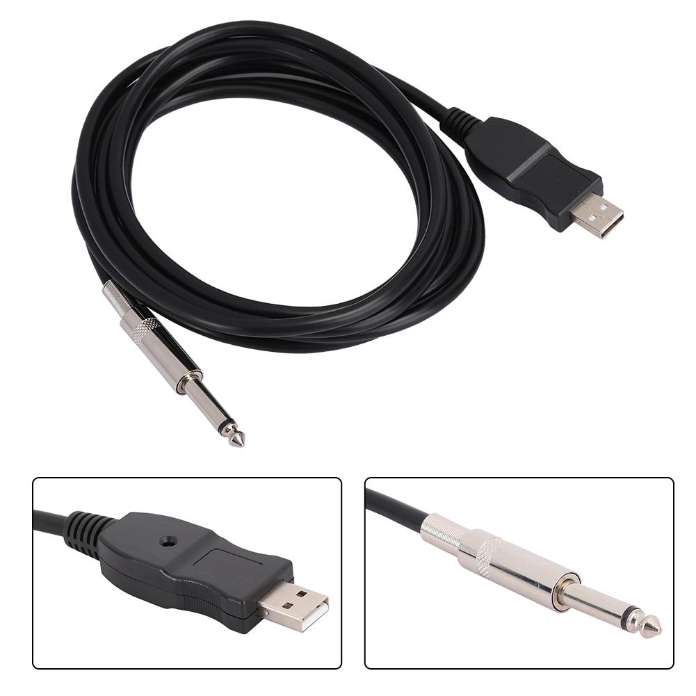Портативный гитарный USB-кабель для подключения к компьютеру, адаптер для подключения инструмента, черный, 300 см