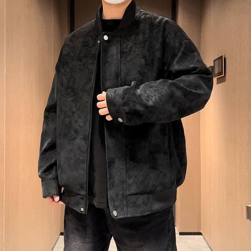 Кожаная куртка мужская повседневная куртка в стиле пары High Street персикового цвета, черная свободная универсальная куртка на весну и осень