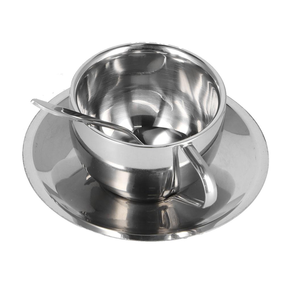 3PCS/Set Insulated Coffee Cup Set Stainless Steel Double Walled Mugs Milk Tea Cup with Saucer Spoon