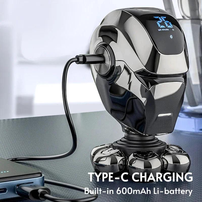 5-IN-1 Men Rechargeable Bald Head Electric Shaver 7D Floating Blade Head Beard Nose Ear Hair Trimmer Razor Clipper Facial Brush