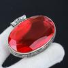 Red Garnet Gemstone Silver Big Pendant In 925 Sterling Silver- Handmade Design, Everyday Wear Jewelry, Unique Pendant Father's Day Gifts