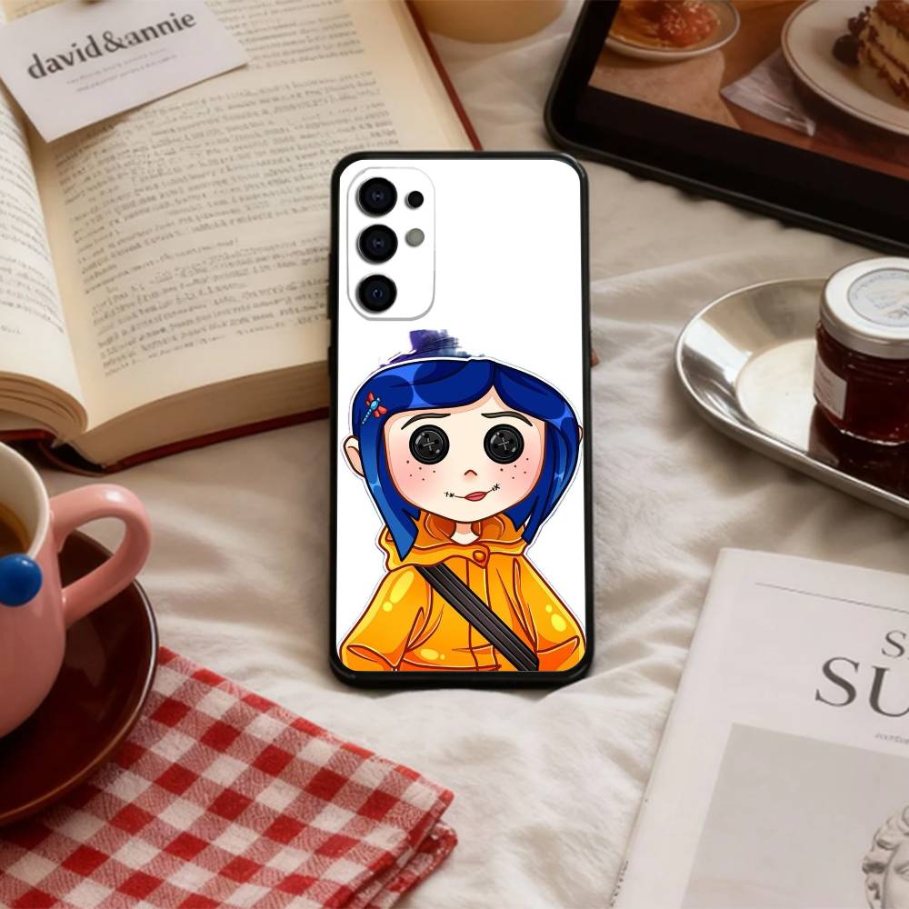 L-Маленькая девочка C-Милый Корралайн Чехол для телефона для Samsung S 25,24,23,22,30,21,10,9,Ultra,Plus,Lite,FE,4,5 G Мягкий черный чехол