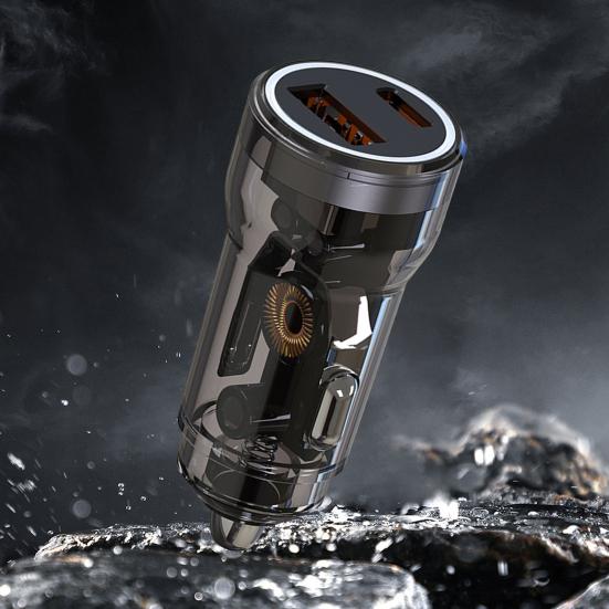 Автомобильное зарядное устройство USB-C с 2-портовым автомобильным адаптером Type-C. Огнестойкий огнестойкий адаптер для быстрой зарядки автомобильного зарядного устройства мощностью 48 Вт.