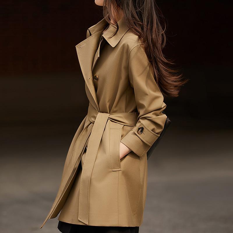 High-end Double-breasted Trench Coat Medium and Long Coat Women's Spring and Autumn Spring New Women's Supply Fashion Women's Clothing