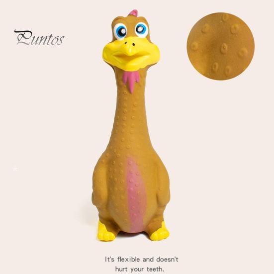 Latex Chicken Squeaky Dog Toy Funny Cartoon Duck Safe Non-Toxic Teething Toy Bite-Resistant Pet Interactive Toy Screaming Sound Pet Toys for Dogs