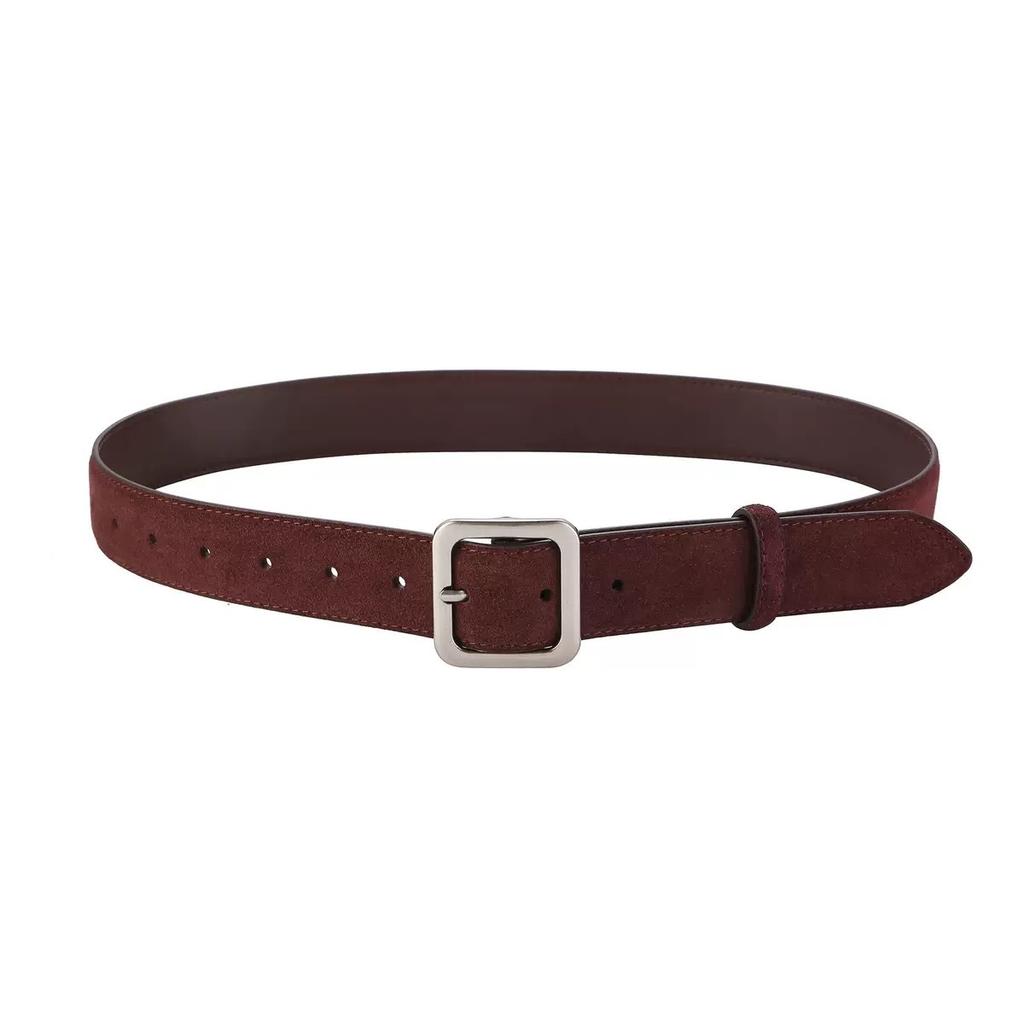 Корейский Искусственный Замшевый Бархатный Кожаный Ремень Женский Повседневный Простой Серебряная Квадратная Пряжка Замшевый Ремень С Джинсами