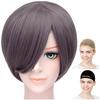 CaseEden Cosplay Wig, Premium, Smooth Short Bob, Dark Gray, 6090